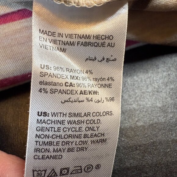 Lot of 2 Chicos Sz 2 (12) Pull Over Pretty Shade Beige Pink Green striped Tops - Picture 8 of 9